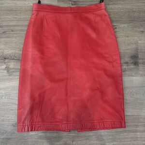 Vintage red leather skirt